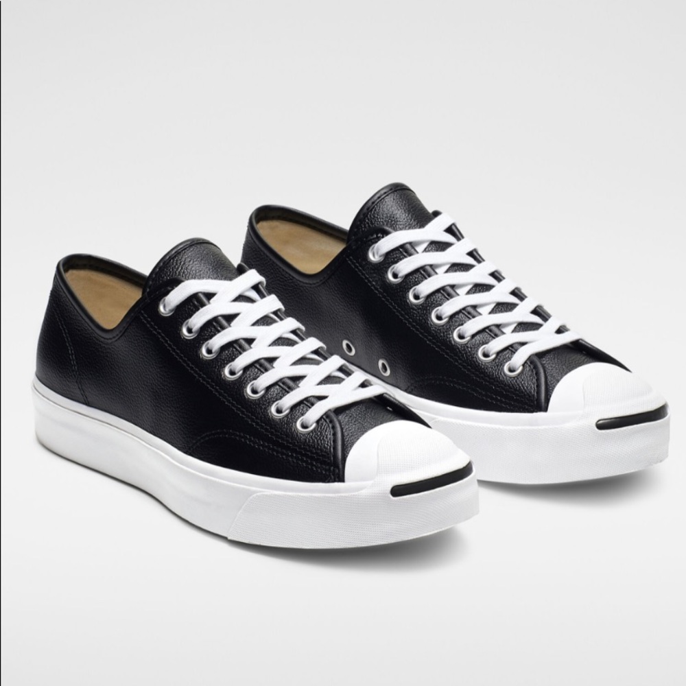 Converse Jack Purcell Black Leather Tennis Shoes